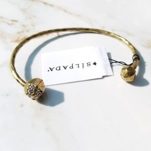 Silpada Cuff “On the Dot” Gold Brass Paved Crystal